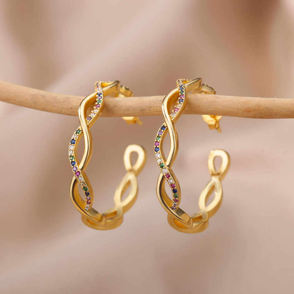 Julenyssa | Pendientes de Onda en Oro de 18K