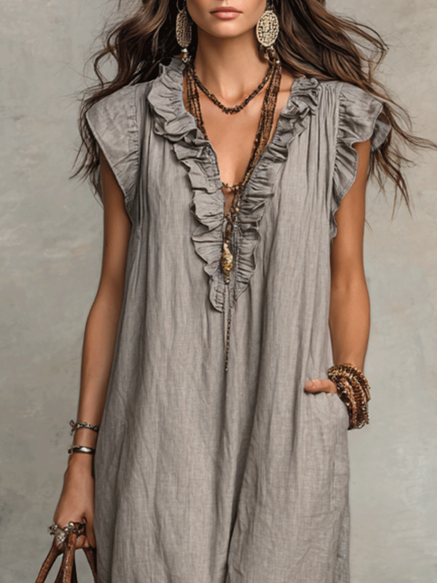 Dolores™ | Vestido maxi bohemio sin mangas con escote en V y caída fluida