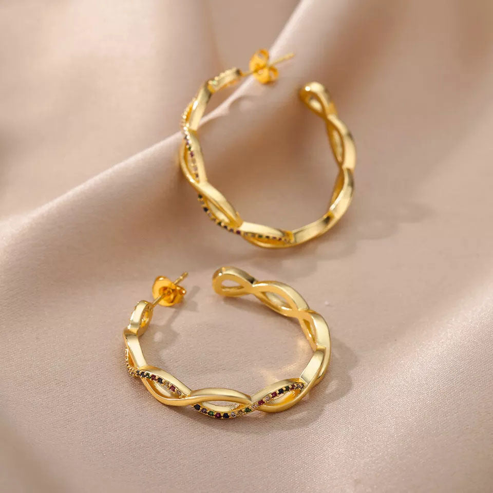 Julenyssa | Pendientes de Onda en Oro de 18K