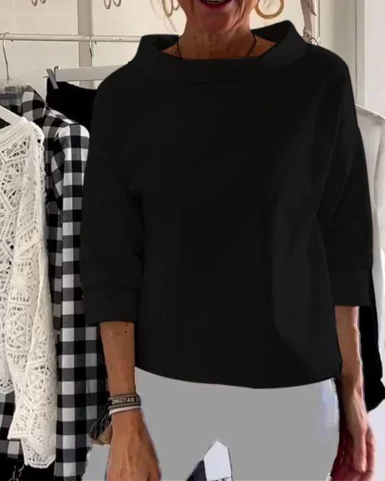 Elva - Blusa estructurada con cuello amplio