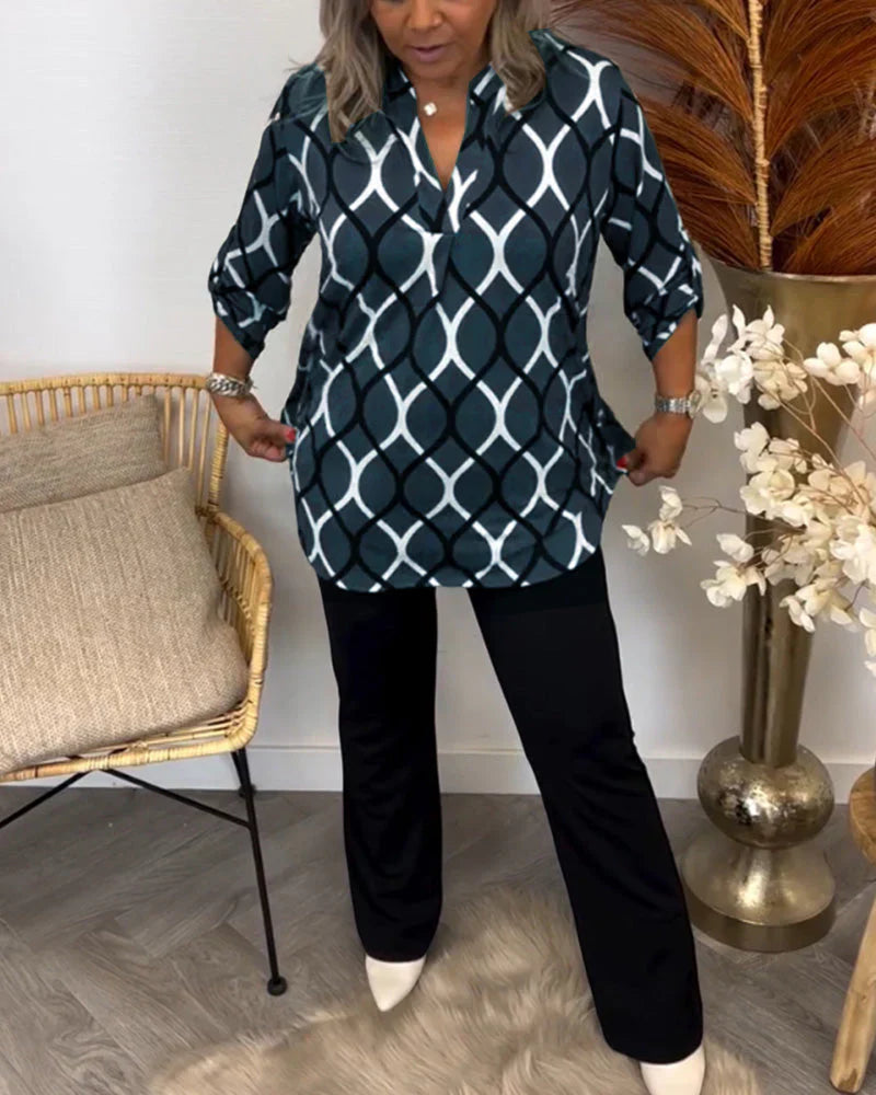 Nora – Blusa con estampado gráfico