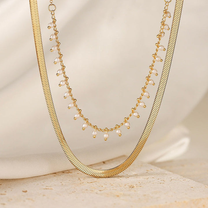 Marizanne | Conjunto de Joyería de Gargantilla de Serpiente de Lujo con Perlas en Oro de 18K