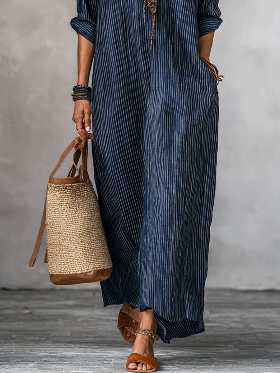 Alicia™ | Vestido maxi holgado índigo de estilo nómada