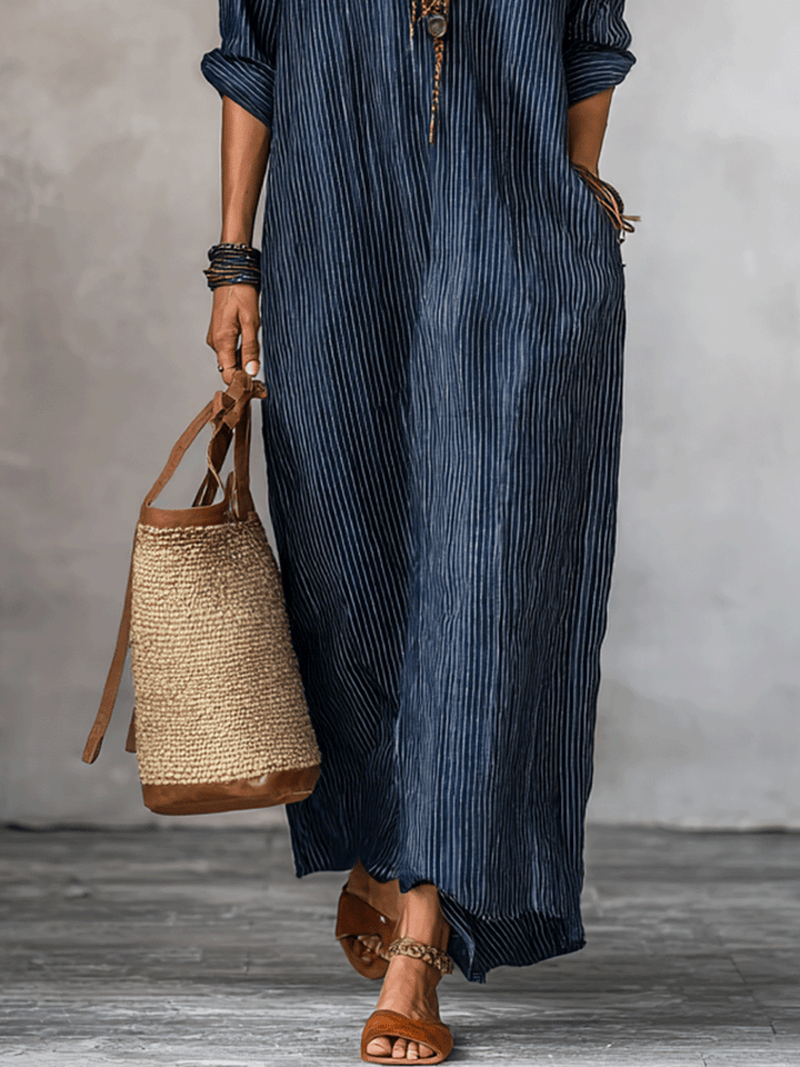 Alicia™ | Vestido maxi holgado índigo de estilo nómada