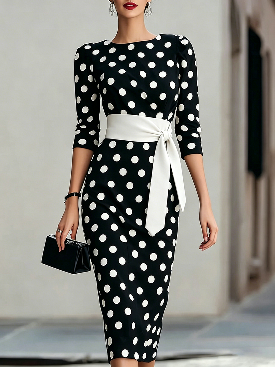 Isabel | Vestido midi de Lunares Elegante