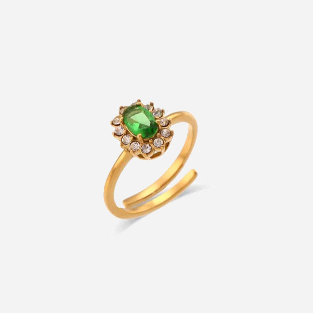 Anillo Amaryelle | Oro de 18K con Zirconia Verde
