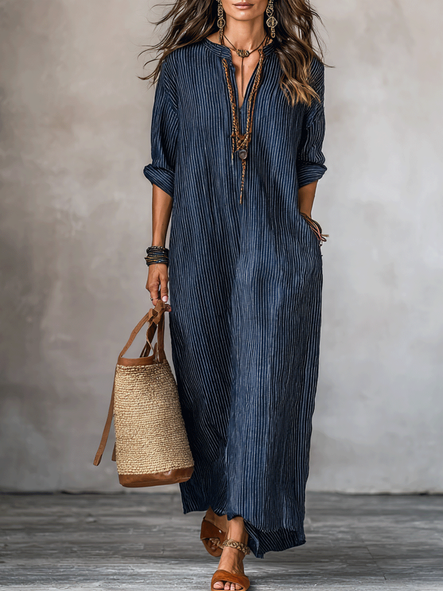 Alicia™ | Vestido maxi holgado índigo de estilo nómada