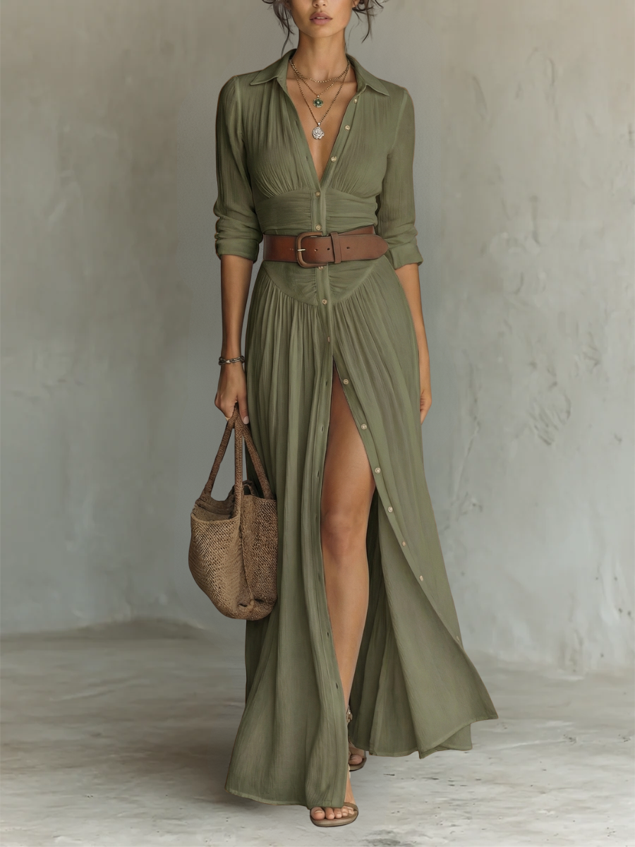 Giulia | Vestido largo elegante blanco de lino