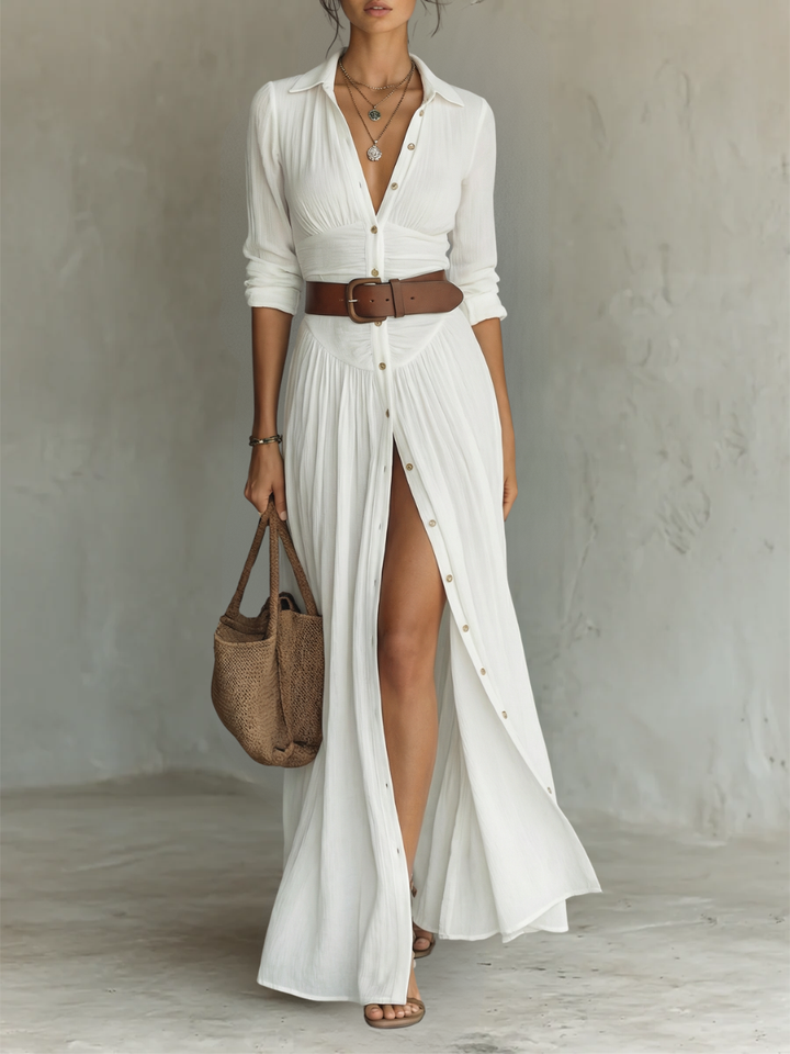 Giulia | Vestido largo elegante blanco de lino