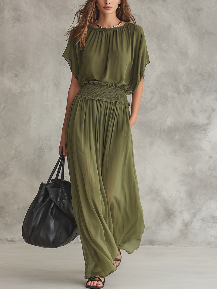 Piedad™ | Vestido maxi holgado con cintura fruncida