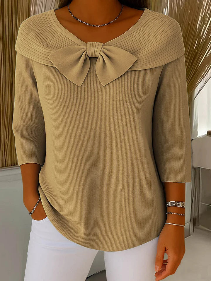 Lidia - Blusa de punto elegante con lazo en el cuello