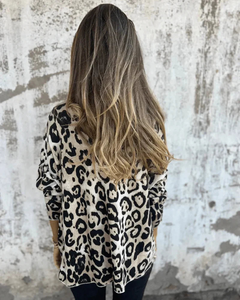 Elvira - Blusa casual con estampado de leopardo