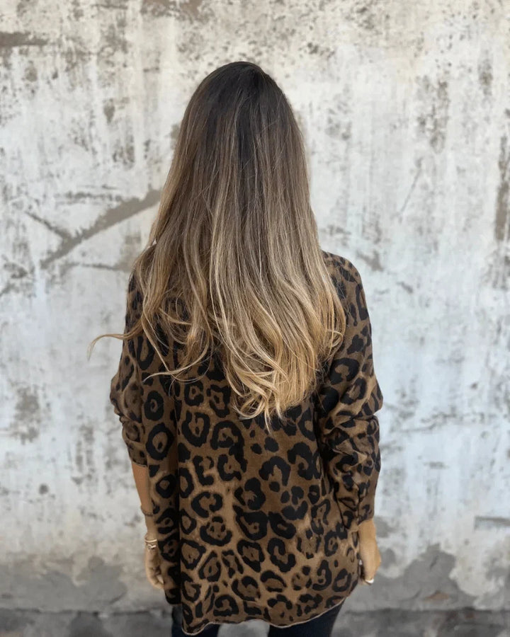 Elvira - Blusa casual con estampado de leopardo