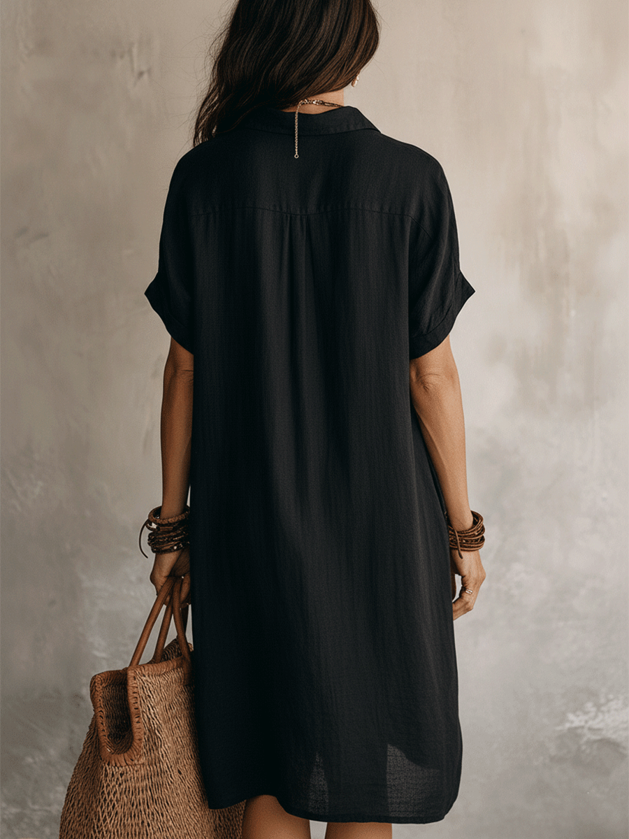 Daniela™ | Vestido midi negro bohemio moderno de corte relajado