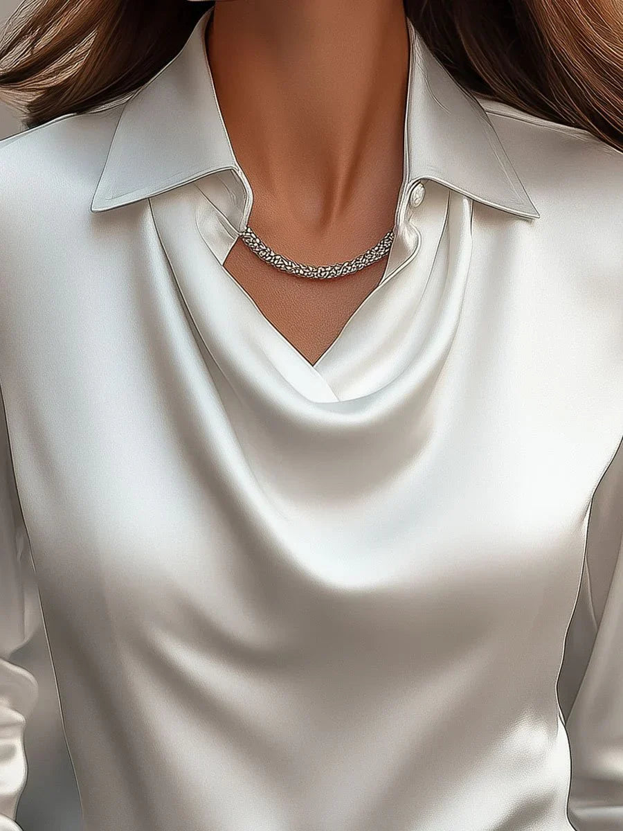 Ester - Blusa elegante con cuello drapeado